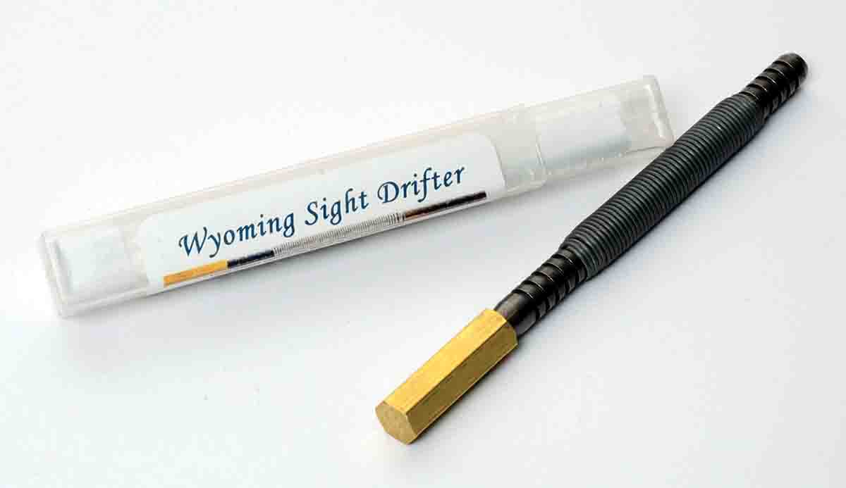 The Wyoming Sight Drifter is a great tool for moving sights in their dovetails.